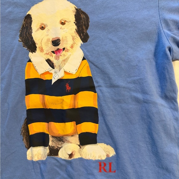 Polo Ralph Lauren Boys 8 Blue Rugby Dog Graphic Print Crew-Neck T-Shirt Preppy - Picture 5 of 6